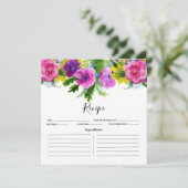 Bourgogne en roze Floral Garland Recipe Card (Staand voorkant)