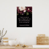 Bourgogne en roze Floral no Seating Plan Weddensch Poster (Keuken)
