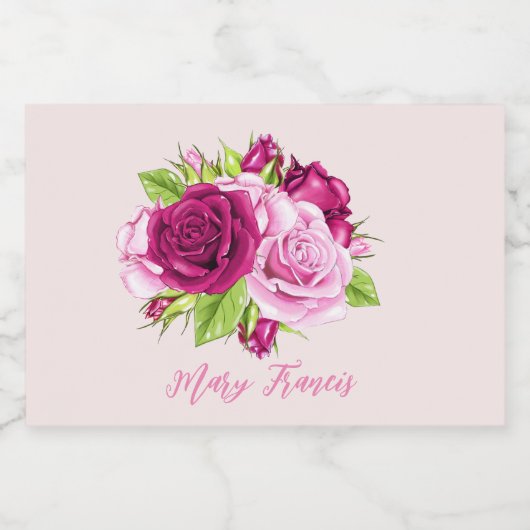 Bourgogne en roze rozen sparkling wijnetiket (Enkel label)