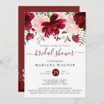 Bourgogne en roze Waterverf Floral Vrijgezellenfee