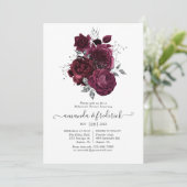 Bourgogne en Silver Floral repesal Dinner Kaart (Staand voorkant)