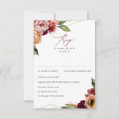 Bourgogne en Sinaasappel Bloemen Herfst Bruiloft R RSVP Kaartje (Voorkant)