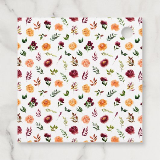 Bourgogne en Sinaasappel Bloemen Vrijgezellenfeest Bedankjes Labels (Achterkant)