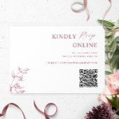 Bourgogne en Wit Elegant QR Code RSVP Bruiloft Informatiekaartje