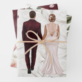 Bourgogne en witte bruiloft inpakpapier vel (In situ)