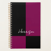 Bourgogne en zwart kleurenblok gepersonaliseerd planner (Voorkant)