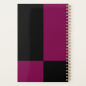 Bourgogne en zwart kleurenblok gepersonaliseerd planner (Achterkant)