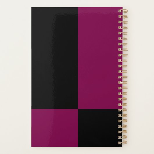 Bourgogne en zwart kleurenblok gepersonaliseerd planner (Achterkant)