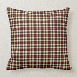 Bourgogne en zwart Tartan Plaid Square Pillow Kussen