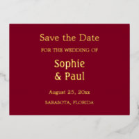 Bourgogne Enregistrer la date Foil Invitation Cart