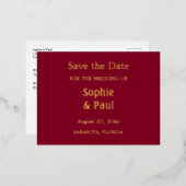 Bourgogne Enregistrer la date Foil Invitation Cart (Recto/Verso)
