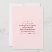 Bourgogne et Baby shower rose Invitation fille (Dos)