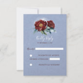 Bourgogne et bleu Aquarelle Fleurs Mariage RSVP