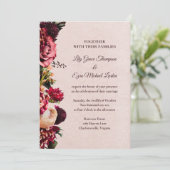 Bourgogne et Blush Rose Faire-part de mariage flor (Debout devant)
