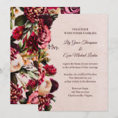 Bourgogne et Blush Rose Faire-part de mariage flor (Devant / Derrière)