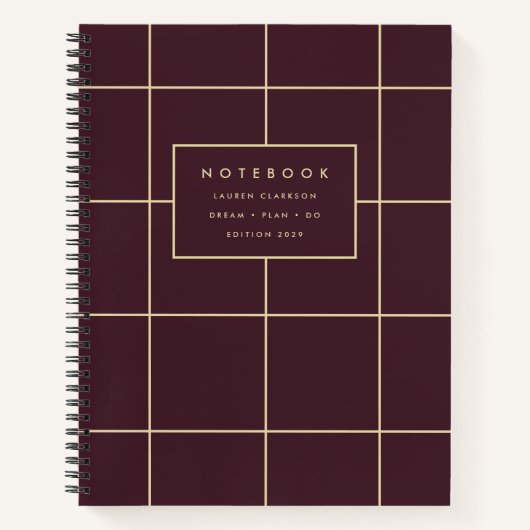 Bourgogne et Carnet Gold Grid (Devant)