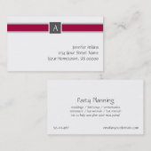 Bourgogne et carte de visite gris de monogramme (Devant / Derrière)