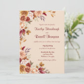 Bourgogne et Faire-part de mariage à fleurs rose F (Debout devant)