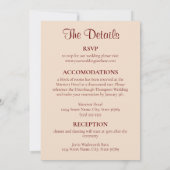 Bourgogne et Faire-part de mariage à fleurs rose F (Dos)