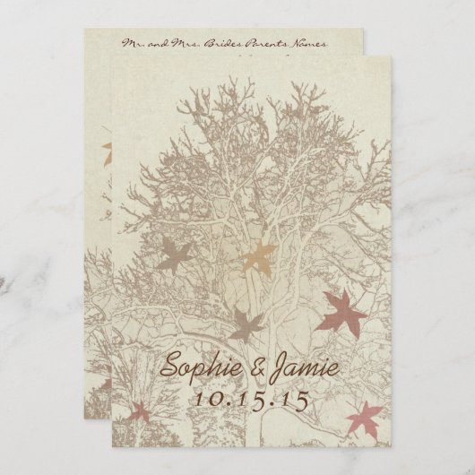 Bourgogne et Faire-part de mariage Brown (Devant / Derrière)