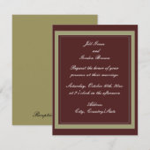 Bourgogne et Faire-part de mariage d'or (Devant / Derrière)