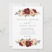 Bourgogne et Faire-part de mariage floral de Pêche (Devant)