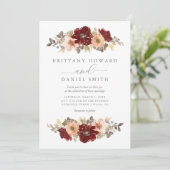 Bourgogne et Faire-part de mariage floral de Pêche (Debout devant)