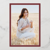 Bourgogne et Foil Faire-part de graduation photo (Verso)