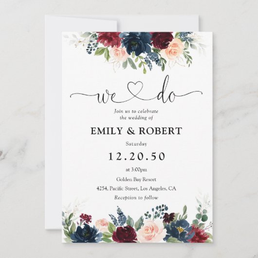 Bourgogne et Mariage de la Marine Invitation (Devant)