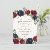 Bourgogne et marine Blue Rustic Wedding Invitation (Debout devant)