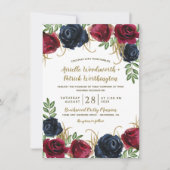 Bourgogne et marine Blue Rustic Wedding Invitation (Devant)