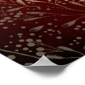 Bourgogne et or Floral Mariage Affiche de bienvenu (Coin)