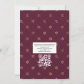 Bourgogne et or Floral Mariage QR Code Invitation (Dos)