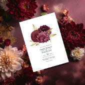 Bourgogne et or Floral Mariage QR Code Invitation