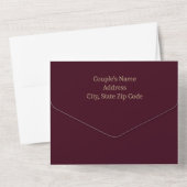 Bourgogne et or tout en un Faire-part de mariage (Verso)