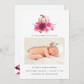 Bourgogne et rose automne Faire-part de naissance (Devant / Derrière)