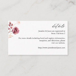 Bourgogne et rose Détails Floral Carte de boîtier 