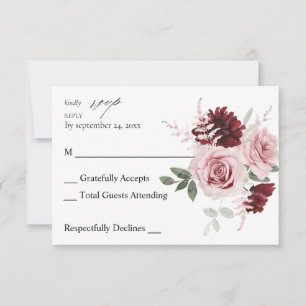 Bourgogne et rose pâle Ele floral 6 non Repas RSVP