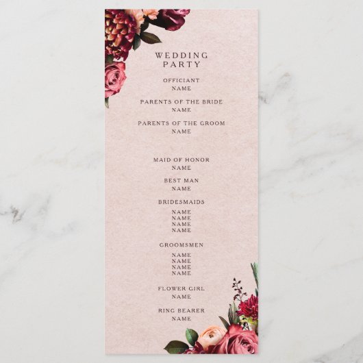 Bourgogne et Rose Programme Plat (Dos)