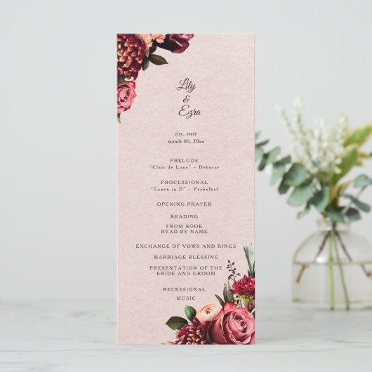 Bourgogne et Rose Programme Plat (Debout devant)