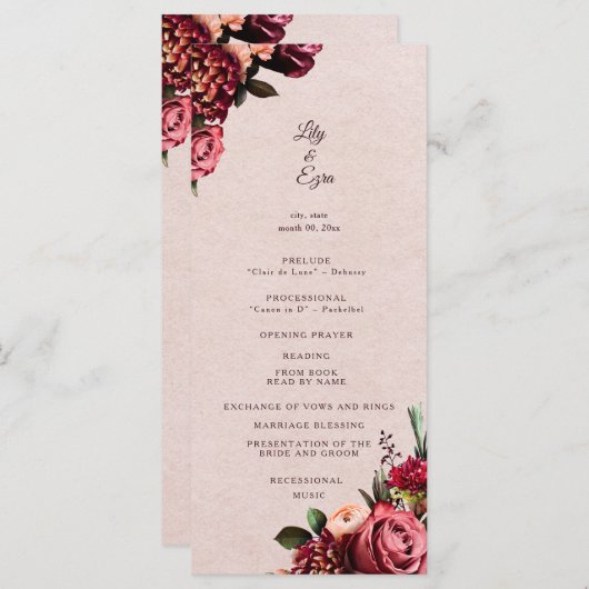 Bourgogne et Rose Saumon Programme Plat (Devant / Derrière)