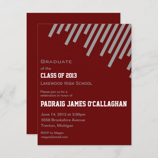 Bourgogne et Silver Graduation Invitation (Devant / Derrière)