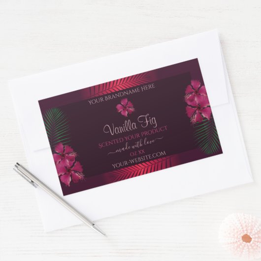 Bourgogne Étiquettes Hawaii Fleurs Palm Feuilles (Enveloppe)