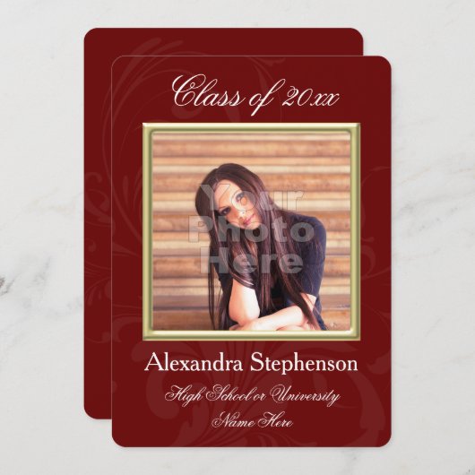 Bourgogne Faire-part d'études supérieures (Devant / Derrière)