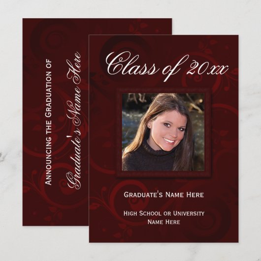 Bourgogne Faire-part d'études supérieures (Devant / Derrière)