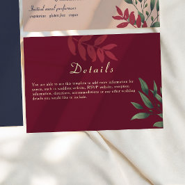 Bourgogne Fall Wedding Details Informatiekaartje