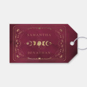 Bourgogne & Faux Gouden Tarot Hemelbruiloft Cadeaulabel (Voorkant (Horizontaal))