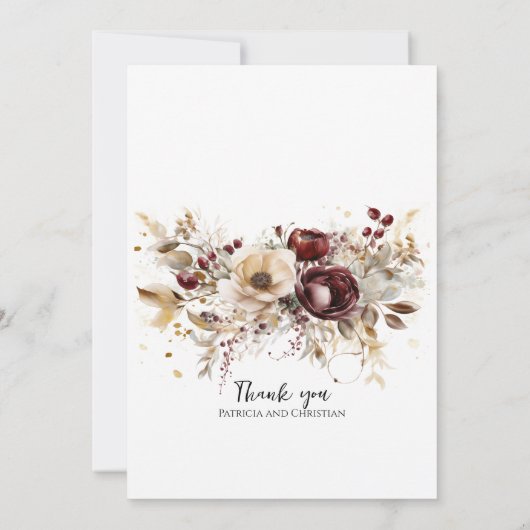 Bourgogne fiancée élégante invitation de mariage (Dos)