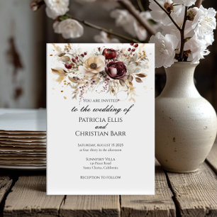 Bourgogne fiancée élégante invitation de mariage