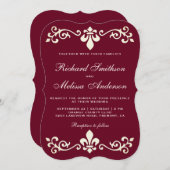 Bourgogne Fleur De Lis Faire-part de mariage (Devant / Derrière)